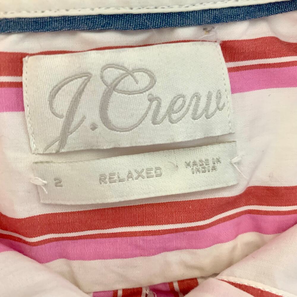J. Crew Relaxed-fit Washed Cotton Poplin Shirt in Pink Stripe Size 2 - Picture 8 of 9